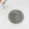 Détails du béret en laine grise orné de perles élégantes et de strass brillants - M Taille Unique (54-58cm) / Gris