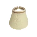 Beige faux raffia open top sun hat with brown striped elastic band for UV protection - Milky White Striped Band Style