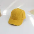 Detail of warm yellow teddy fleece texture on a cozy autumn kids baseball cap - S (49-53cm) / Yellow