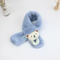 Thick plush winter scarf for kids with a cute cartoon bear crossover fastener in blue - Sky Blue