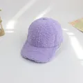 Close-up of soft lilac sherpa baseball cap showing premium fuzzy fleece texture - S (49-53cm) / Light Purple