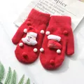 Muffole invernali in maglia rossa con Babbo Natale e decorazioni natalizie in 3D - Babbo Natale - Rosso