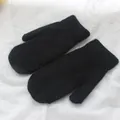 Klassische schwarze Strickfäustlinge mit weicher Plüschtextur und Rippbündchen - S (Empfohlen 4-10 Jahre) / Schwarz
