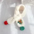 Winter faux rabbit fur scarf in cream white with Christmas tree and red pompom detail - Christmas Gift (Cream White) / 75x10cm