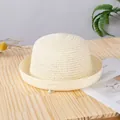 Cappello estivo minimalista in paglia per donne e bambini con cinturino elastico - Bambini S (52cm) / Crema