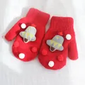 Moffole natalizie in maglia rossa per bambini con decoro a campana grigia e stella d'oro - M Taglia Adulto / Campana di Natale - Rosso