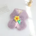 Soft purple plush scarf for girls with yellow floral detail and warm fleece texture - Single Scarf / Light Purple