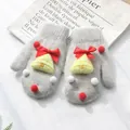 Guanti natalizi in maglia grigia per bambini con campanellini e fiocchi rossi - Campana - Grigio Chiaro