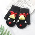Muffole natalizie in maglia nera con fiocchi rossi e campanelli in peluche per donna - Campanello Nero