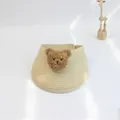 Cappello da sole in paglia beige per bambini con simpatica decorazione a orsetto - 48-52cm / Orso Beige