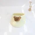 Visiera parasole beige per bambini con decorazione a testa di orsetto in peluche 3D - 48-52cm / Orso Bianco Latte