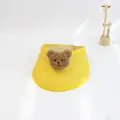 Kids yellow straw visor with a 3D plush bear head decoration for summer sun protection - 48-52cm / Yellow Bear