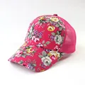 Floral print baseball cap for women with breathable pink mesh back and rose patterns - M (55-58cm) / Mesh Style / Rose Red