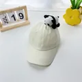 Kinder Panda Baseballkappe in Cremeweiß mit niedlichem Plüschtier auf dem Dach - Erwachsene M / Panda-Beige
