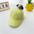Detailansicht der gelben Kinder-Baseballkappe aus Baumwolle mit süßer Panda-Puppe - Erwachsene M / Panda-Gansgelb