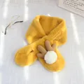 Winter Plüsch Kinder-Schal in Senfgelb mit süßem Rentier-Geweih und weichen Pompons - Ingwergelb