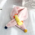 Sciarpa rosa di peluche per bambini con pulcino 3D e pompon colorati per l'inverno - Pulcino Rosa