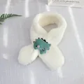 Écharpe blanche en peluche pour enfants avec dinosaure vert et texture douce en polaire - Standard / Dinosaure Bleu-Blanc Cassé