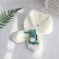White lamb velvet kids scarf with a green cartoon crocodile plush variant - Crocodile Style (Cartoon Lamb Wool Scarf) / Off White Crocodile