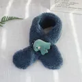 Écharpe en polaire bleu marine pour enfants avec écusson dinosaure vert mignon - Standard / Dinosaure Bleu-Bleu Marine