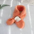 Écharpe en laine d'agneau orange pour enfants avec un mignon patch de dinosaure pour l'hiver - Standard / Dinosaure Blanc-Orange