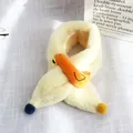 Écharpe en peluche crème pour enfants avec canard mignon et détails de pompons - Canard Jaune