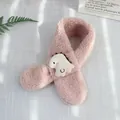 Écharpe rose en polaire pour enfants avec dinosaure blanc et fermeture croisée - Standard / Dinosaure Blanc-Rose