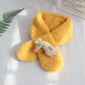 Écharpe polaire jaune pour enfants avec joli doudou souris pour l'hiver froid - Kangourou Jaune Moutarde