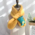 Plüsch-Winterschal für Kinder in Gelb mit süßem 3D-Krokodil-Maskottchen-Motiv - Krokodil Ingwergelb