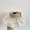 Detail van zonnehoed voor kinderen met bloemenprint en 3D-decoratieve bloemen - S Kinderen / Zwart