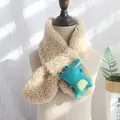 Weicher beiger Plüschschal mit blauem Cartoon-Dinosaurier für Kinder, gemütliches Design - Krokodil Khaki