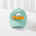 Detail der lustigen 3D-Plüschaugen und des orangen Mundes an der hellgrünen Baumwollkappe - Hellgrün (Orange Lippen)