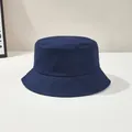 Classic navy blue cotton bucket hat with parallel stitched brim and minimalist design - One Size / Navy Blue