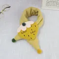 Cozy yellow knitted children scarf with cute plush strawberry applique and pom-pom - 75*10cm / Strawberry Yellow