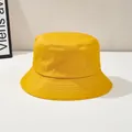 Classic bright yellow cotton bucket hat with reinforced wide brim for sun protection - One Size / Yellow