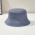 Unisex denim blue sun protection bucket hat with stitched brim and cotton texture - One Size / Gray
