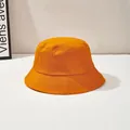 Unisex bright orange cotton bucket hat with reinforced brim and minimalist design - One Size / Orange
