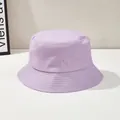 Minimalist light purple cotton bucket hat with a wide brim and twill fabric texture - One Size / Light Purple