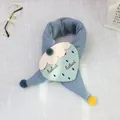 Blue ribbed kids neck warmer with cartoon strawberry patch and fuzzy pom-poms - 75*10cm / Strawberry - Navy Blue