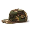 Classic jungle camouflage flat-brim snapback hat with durable cotton twill fabric - Adjustable / Camouflage-Army Green