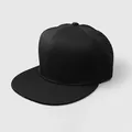 Classic black flat brim snapback hat with adjustable strap and breathable eyelets - Adjustable / Black