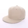 Flat brim hip hop baseball cap in beige twill cotton with a six-panel structured design - Adjustable / Dark Khaki