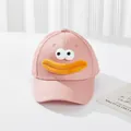 Rosa Kinder-Baseballkappe mit 3D-Augen und gelbem Wurstmund im Comic-Stil - Kinder S / Rosa (Orange Lippen)