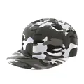 Verstellbare Snapback-Kappe mit flachem Schirm und klassischem Tarnmuster in Grau - Verstellbar / Grau-Weiß Tarnmuster