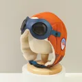 Detail der orangefarbenen Pilotenmütze mit blauer Brille und weichem Lammfellfutter - 2-12 Jahre / Orange