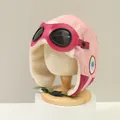 Detailansicht der rosa Winter-Fliegermütze mit Schutzbrille und warmem Plüschfutter - 2-12 Jahre / Rosa