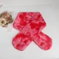 Detailed close-up of soft plush tie-dye faux fur scarf with thick criss-cross texture - Red Tie-Dye