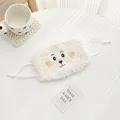 Masque d'hiver en peluche blanche avec visage d'ours et boucles réglables - Masque Facial Uniquement / Blanc
