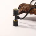 Black dumbbell pendant necklace with yellow GO FIT engraving on a black box chain - Black (No Chain)