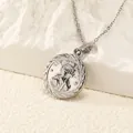 Silver San Judas Tadeo pendant necklace with twisted rope border and polished O-chain link - Steel